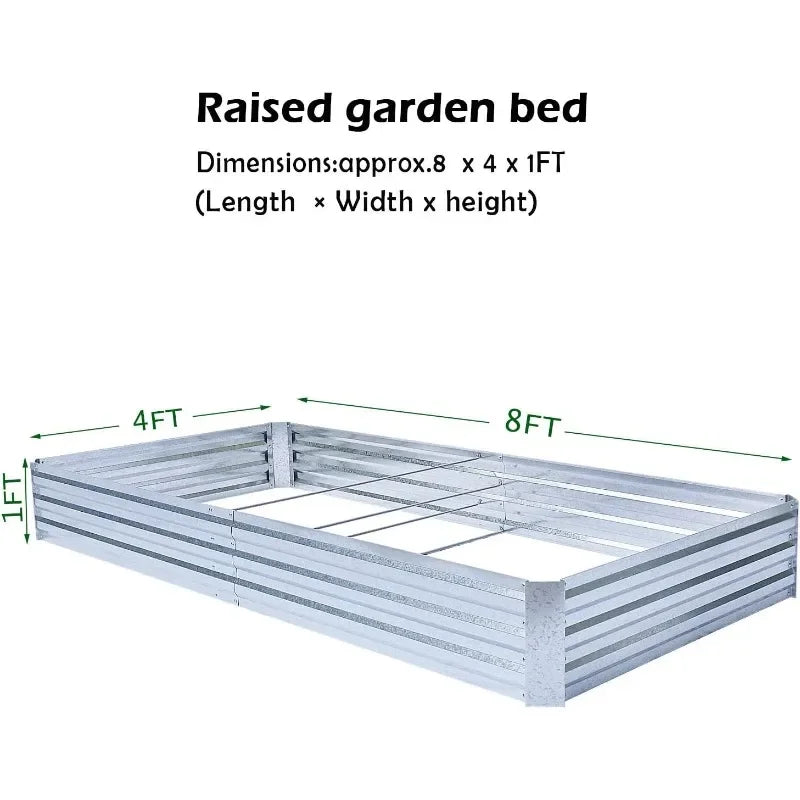 Galvanized Raised Garden Beds, 8x4x1ft