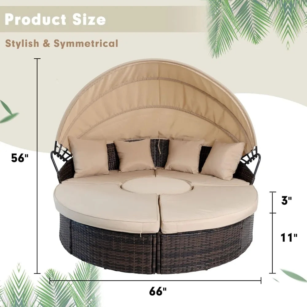 Outdoor Daybed with Retractable Canopy