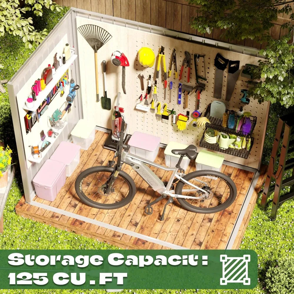 6' x 4' Outdoor Metal Storage Shed w/Double Lockable Door