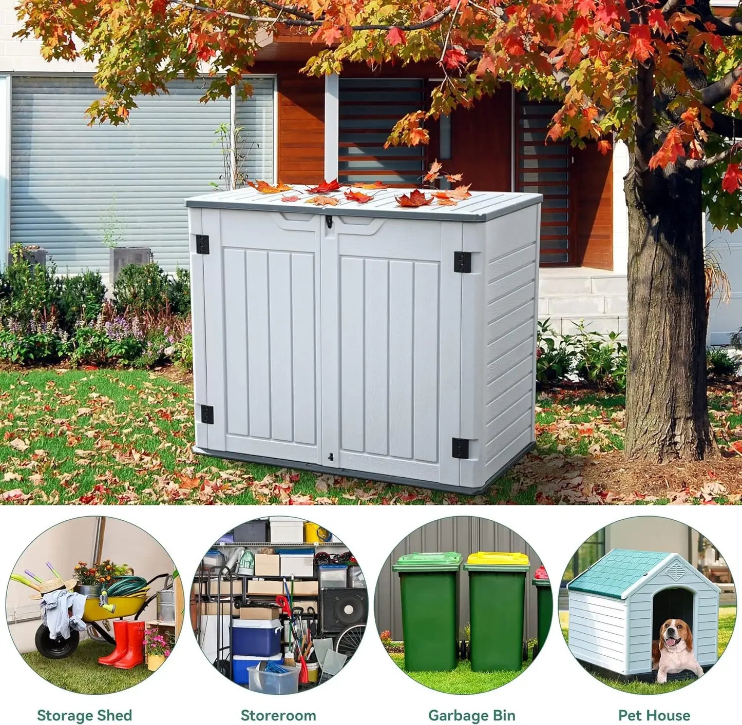 Outdoor Horizontal Storage Sheds w/o Shelf, 35Cu Ft