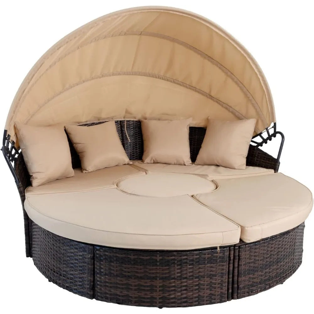 Outdoor Daybed with Retractable Canopy
