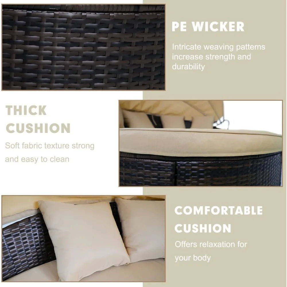 Outdoor Daybed with Retractable Canopy