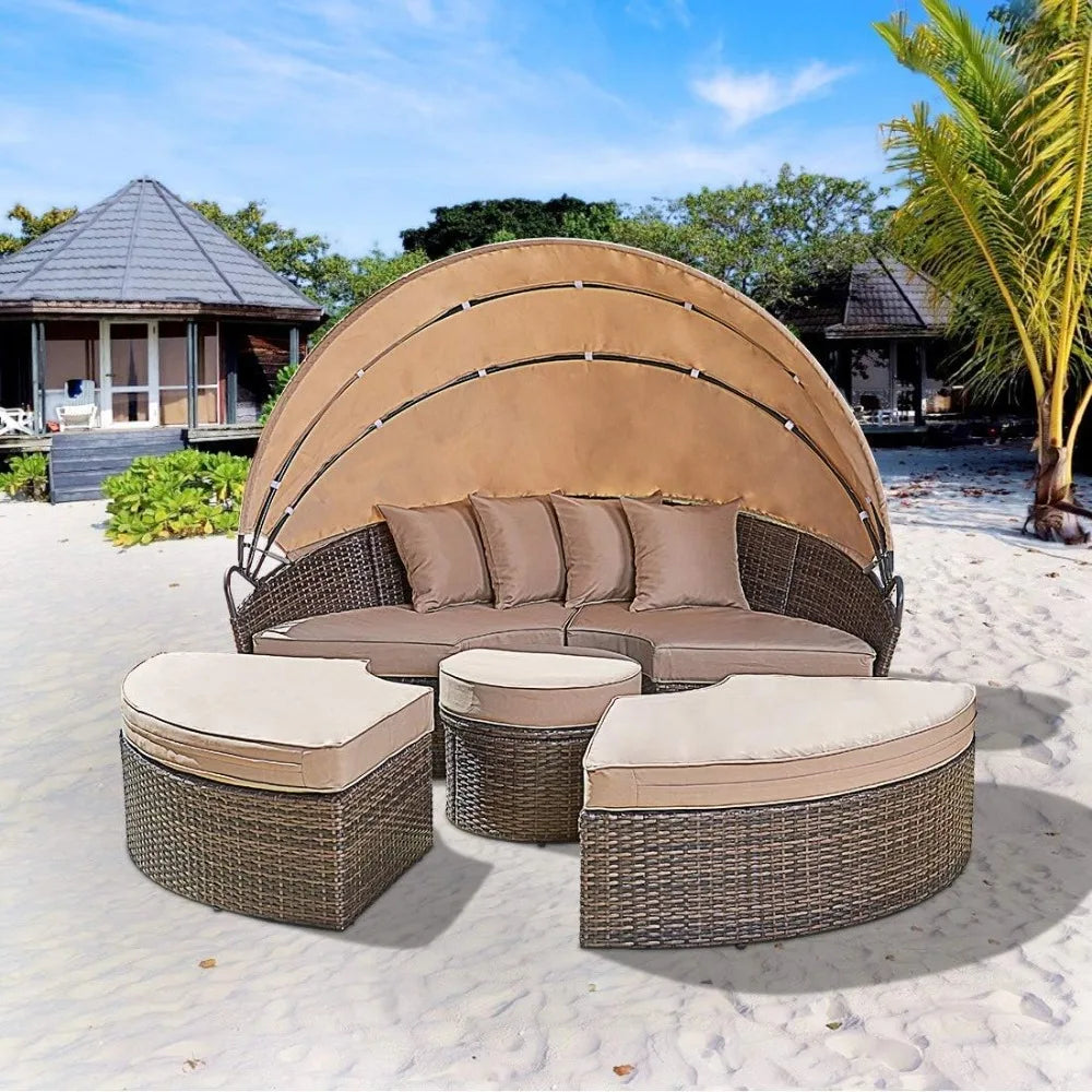 Outdoor Daybed with Retractable Canopy