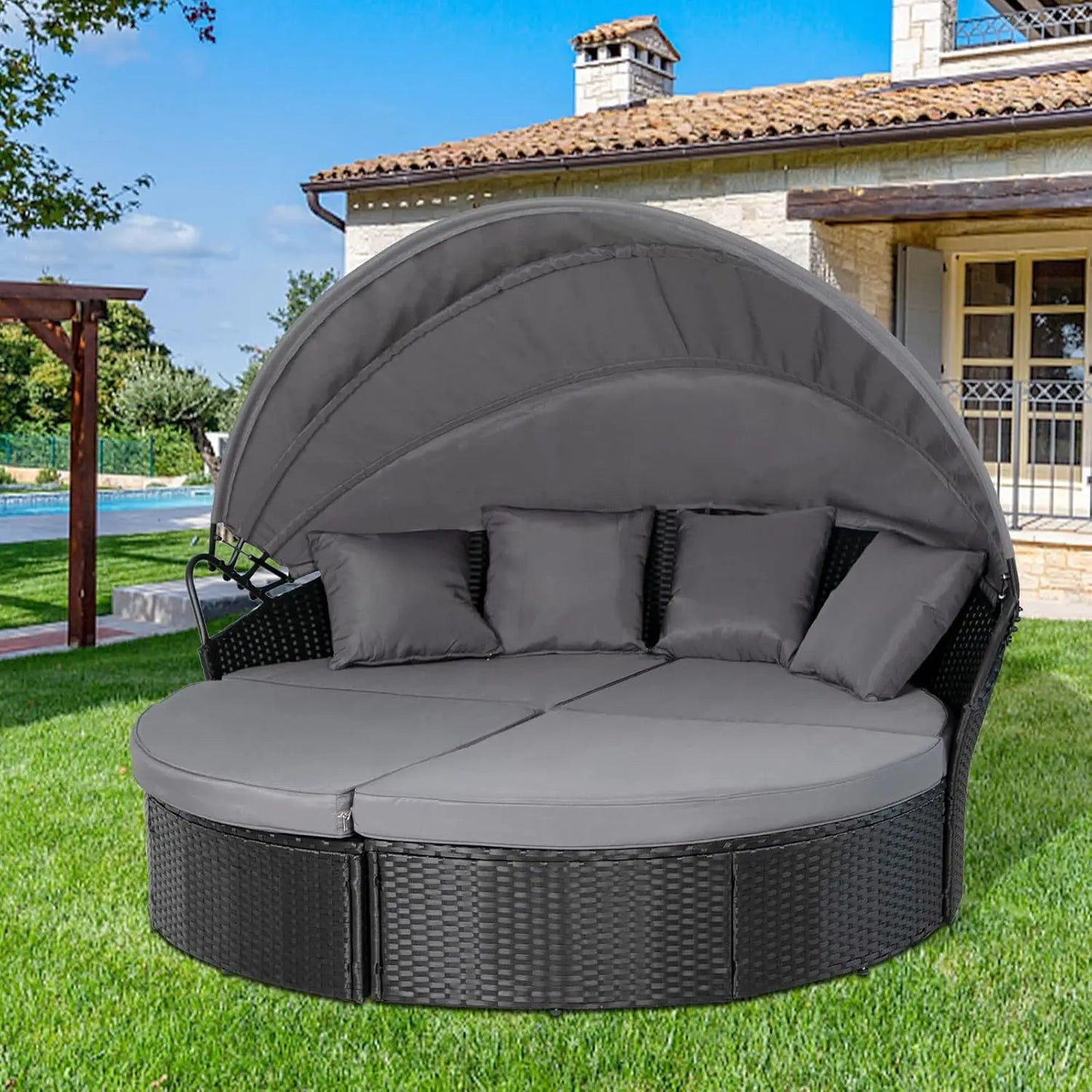 Outdoor Daybed with Retractable Canopy
