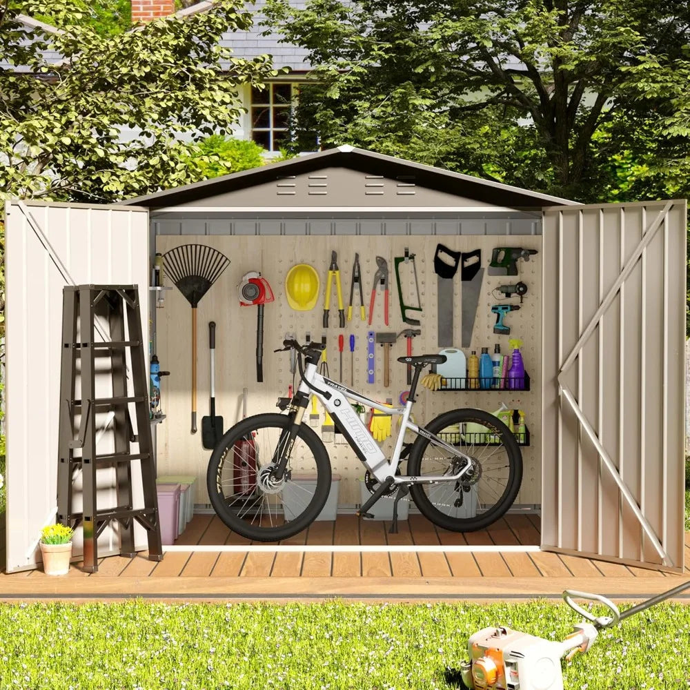 6' x 4' Outdoor Metal Storage Shed w/Double Lockable Door