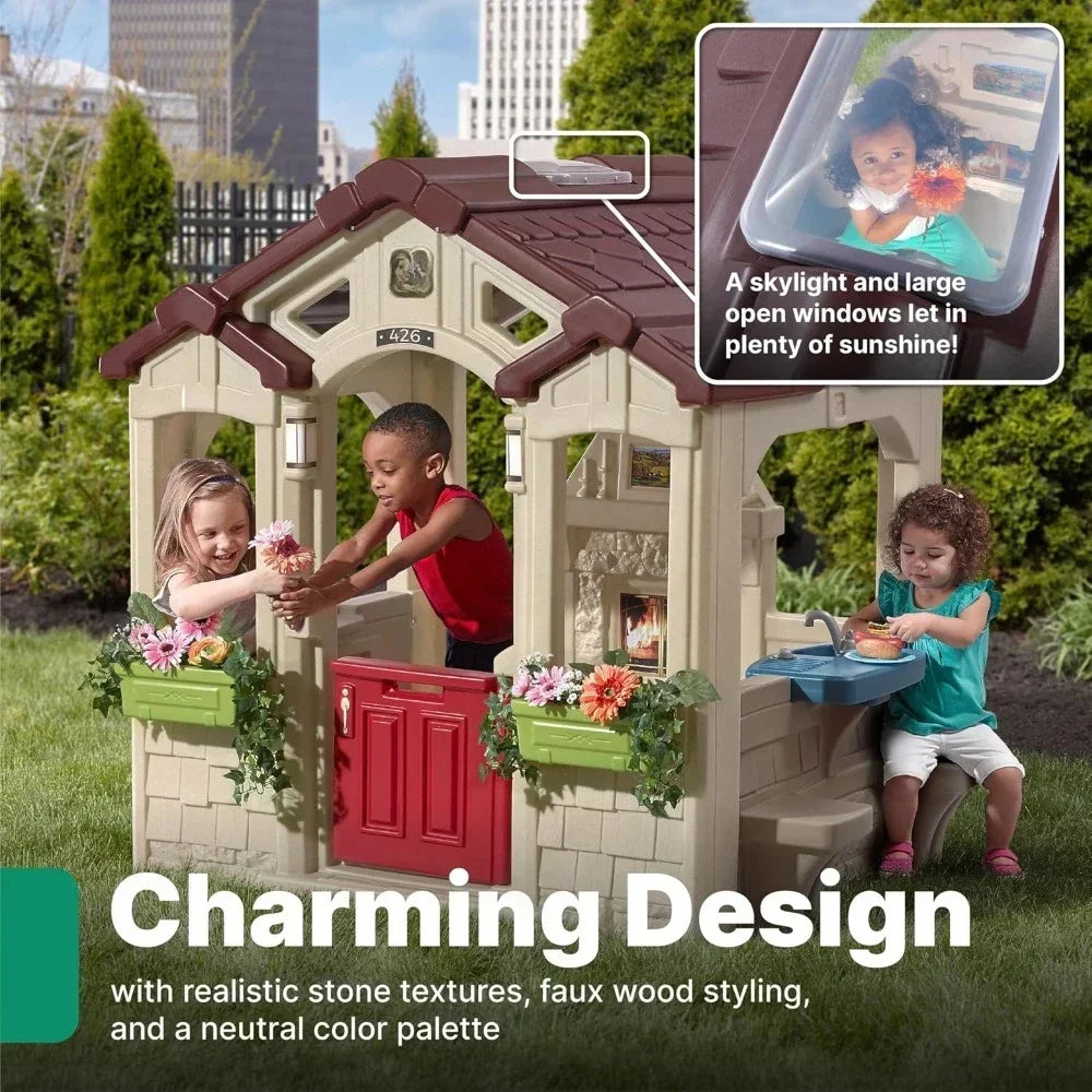 Charming Cottage Kids Playhouse, Indoor/Outdoor Toddlers 2+