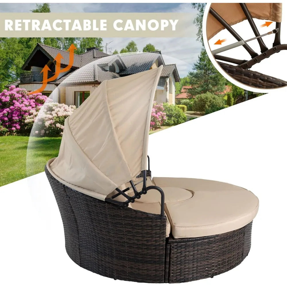 Outdoor Daybed with Retractable Canopy