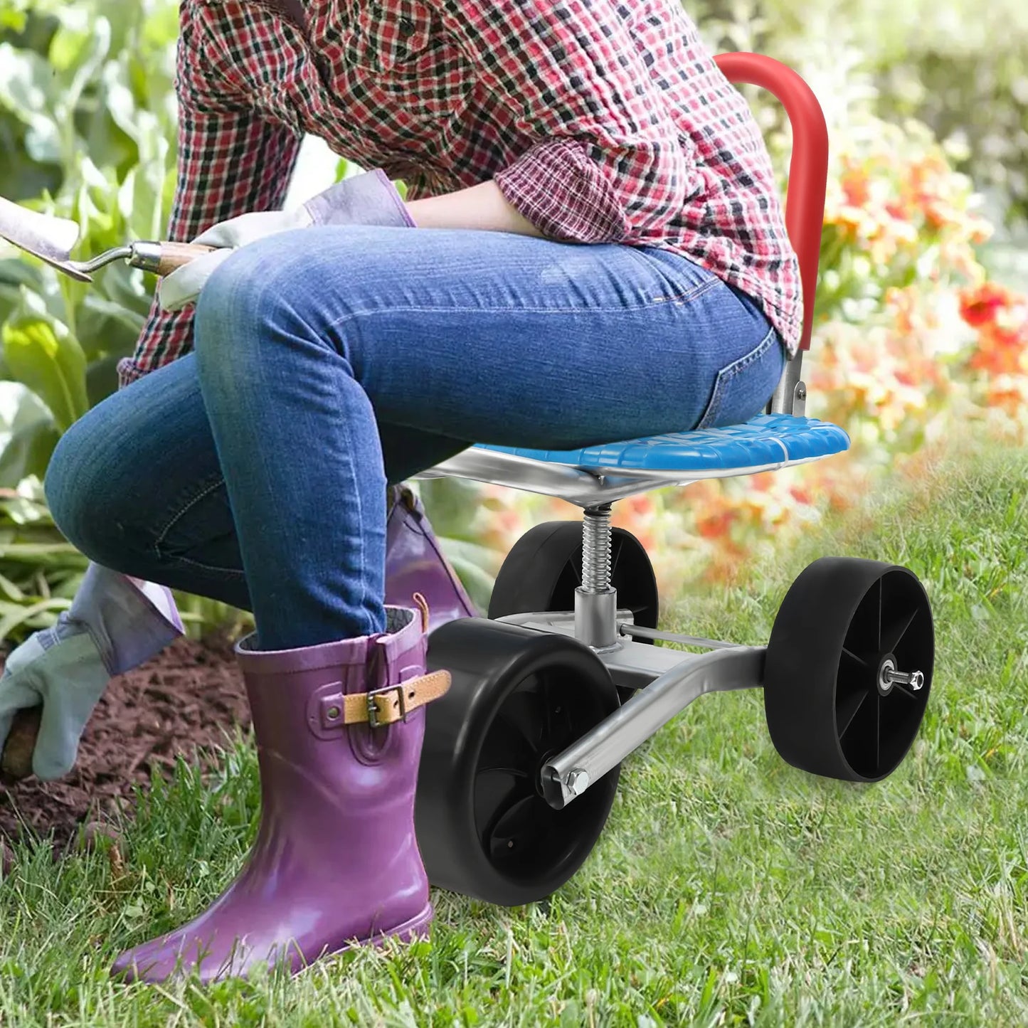 Patio Wagon Scooter for Planting, Adjustable Height
