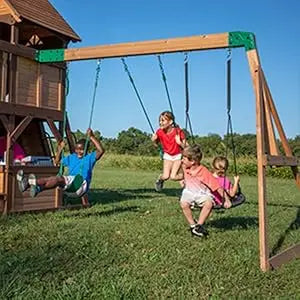 Cedar Wood Swing Set, Playhouse