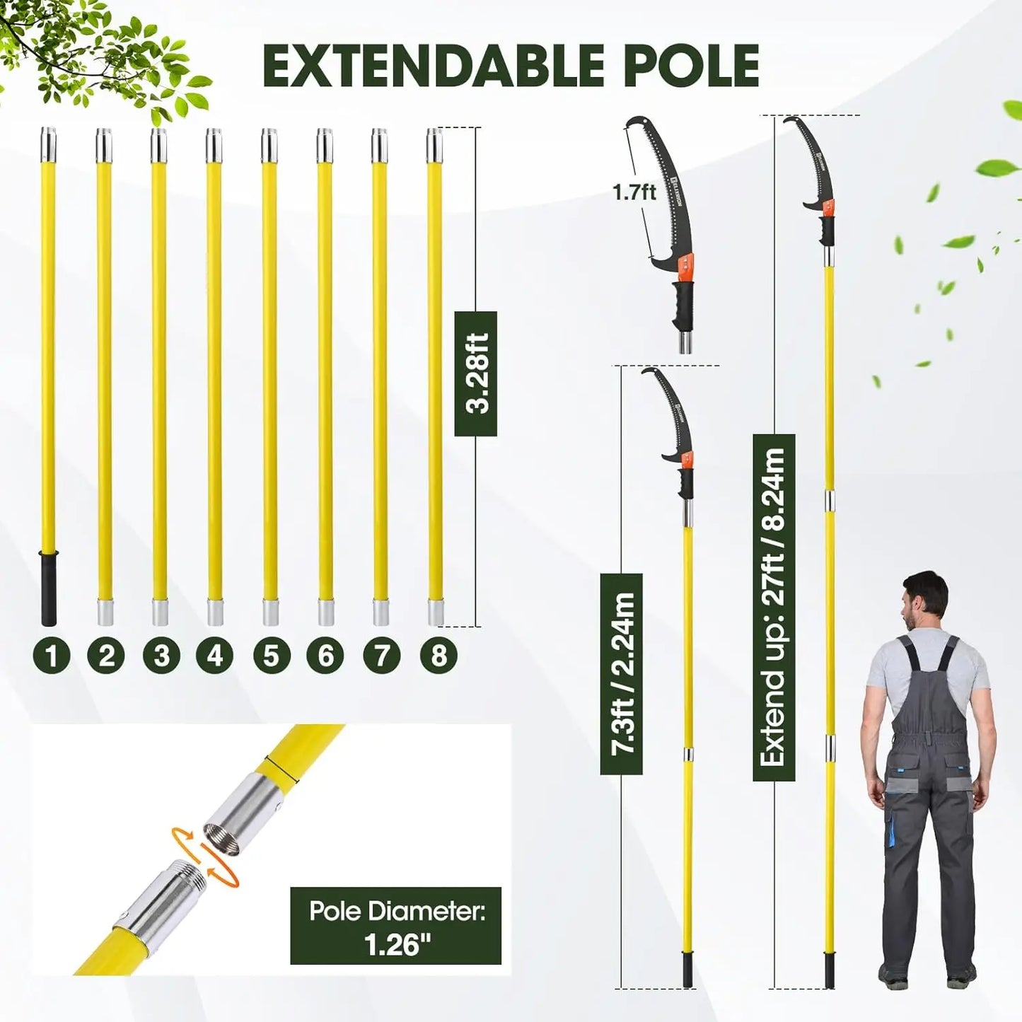 27ft Manual Branch Pruner Cutter Kits,