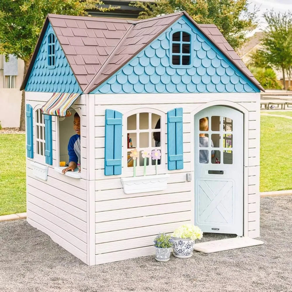 Heavy Duty Plastic Outdoor Playhouse, 6ft X 6ft X 7 Ft Tall