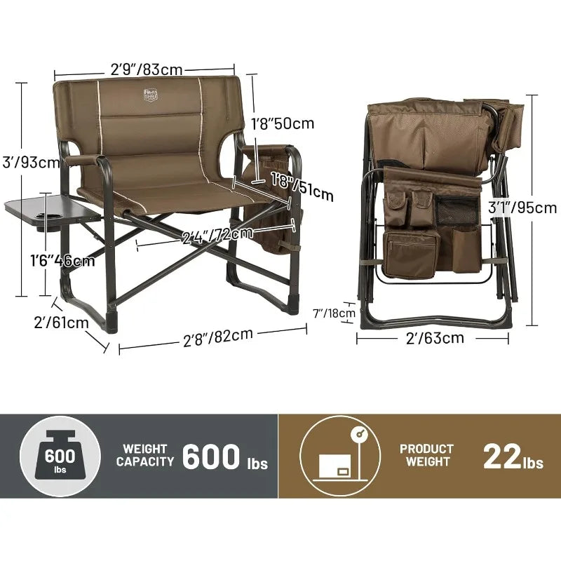 XXL Upgraded Oversized Directors Chairs with Foldable Side Table