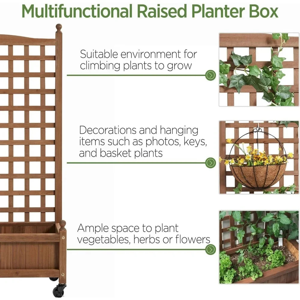 2pcs 50" H Raised Garden Bed with Trellis