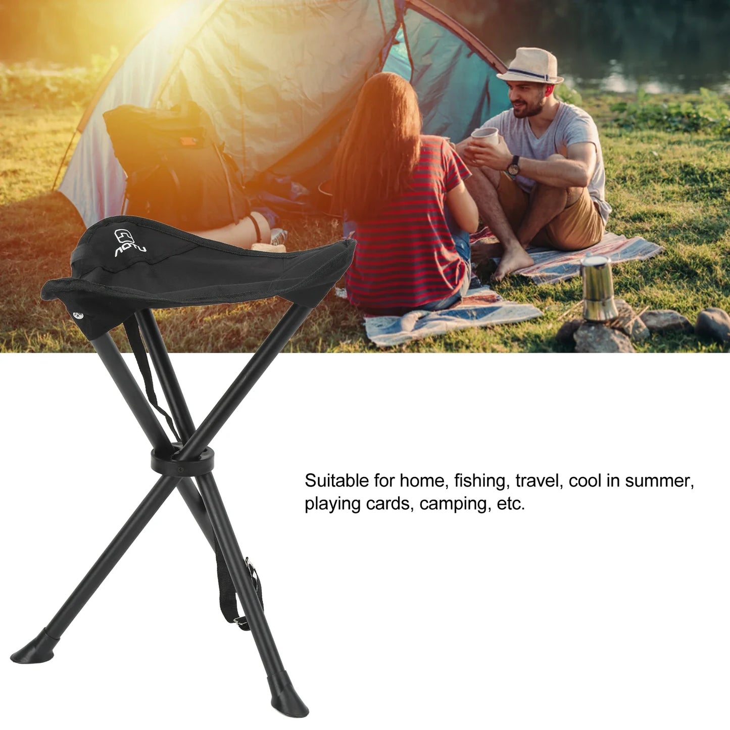 Folding Tripod Stool 200KG Load Bearing Camp Stool Portable Foldable Chair  Outdoor Fishing Camping Picnic