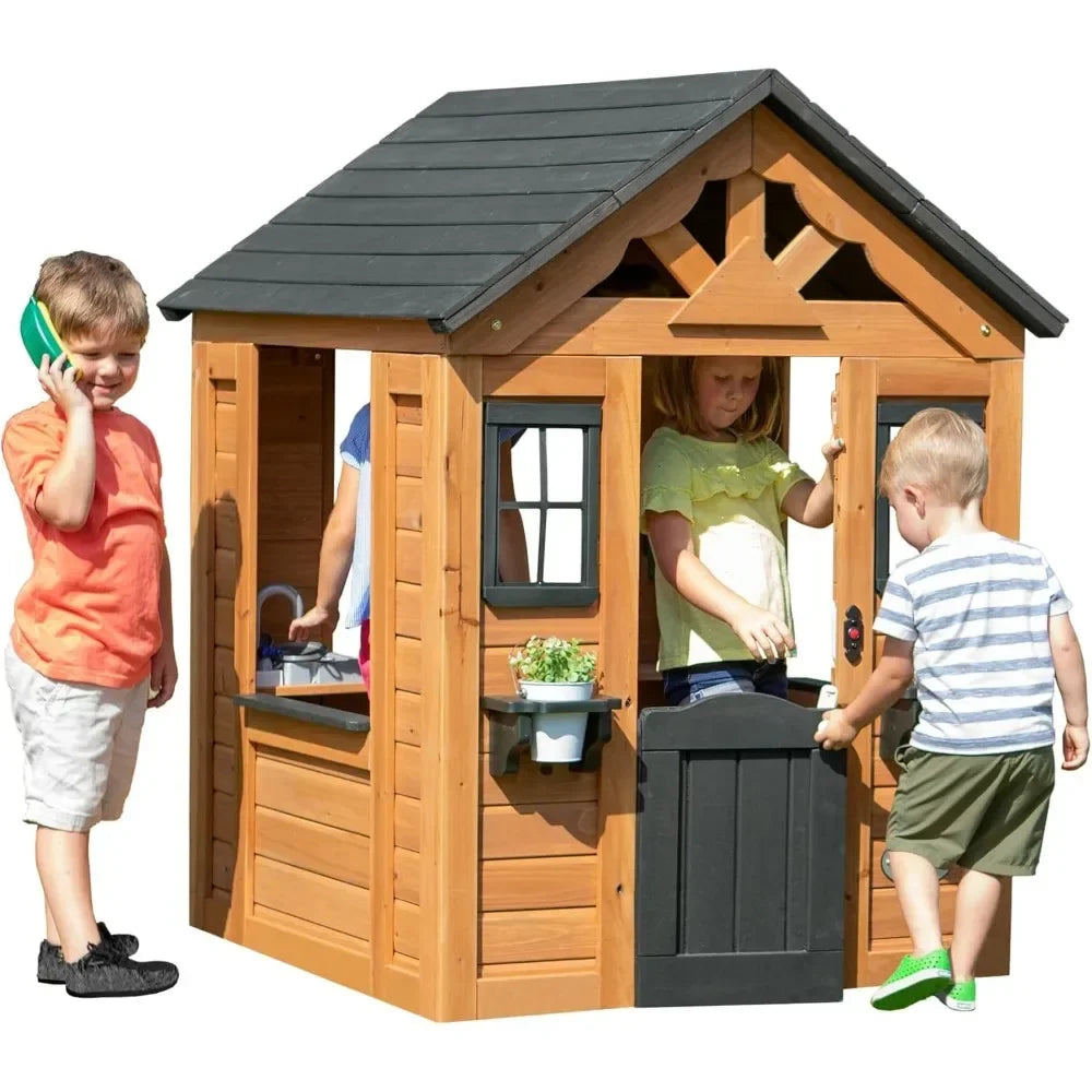 All Cedar Wooden Backyard Discovery Playhouse, 46 x 42 x 55 inches