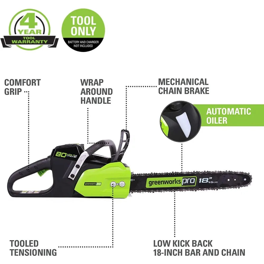 80V 18" Brushless Cordless Chainsaw