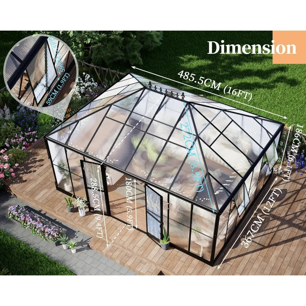 16x12x9.5 FT Pavilion Styled Greenhouse Kit