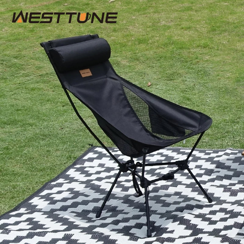 Outdoor Folding Chairs with Headrest and Storage Bag