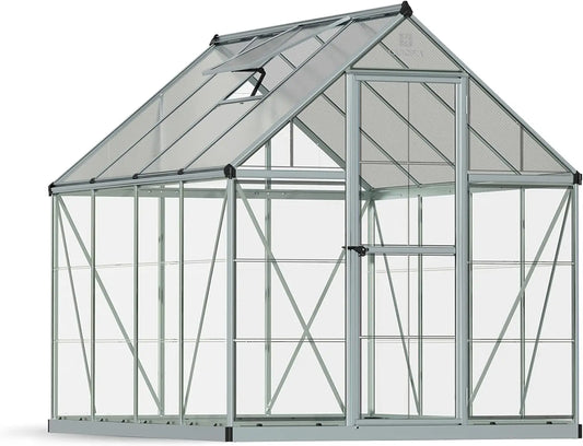 6' X 8' Greenhouse Silver with Plant Hangers