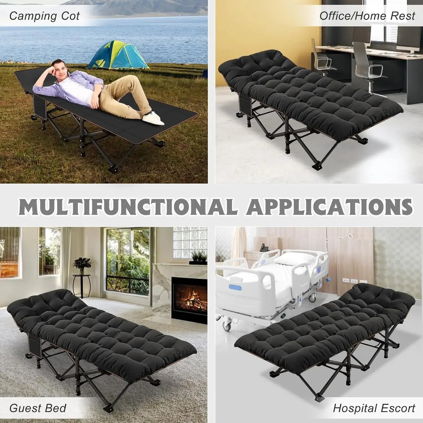 Oversized XXL Folding Camping Cot W/Mat