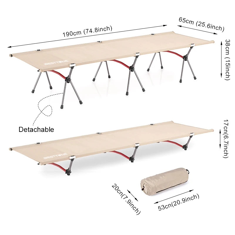 Ultralight Camping Cot with Leg Extenders / Folding Bed