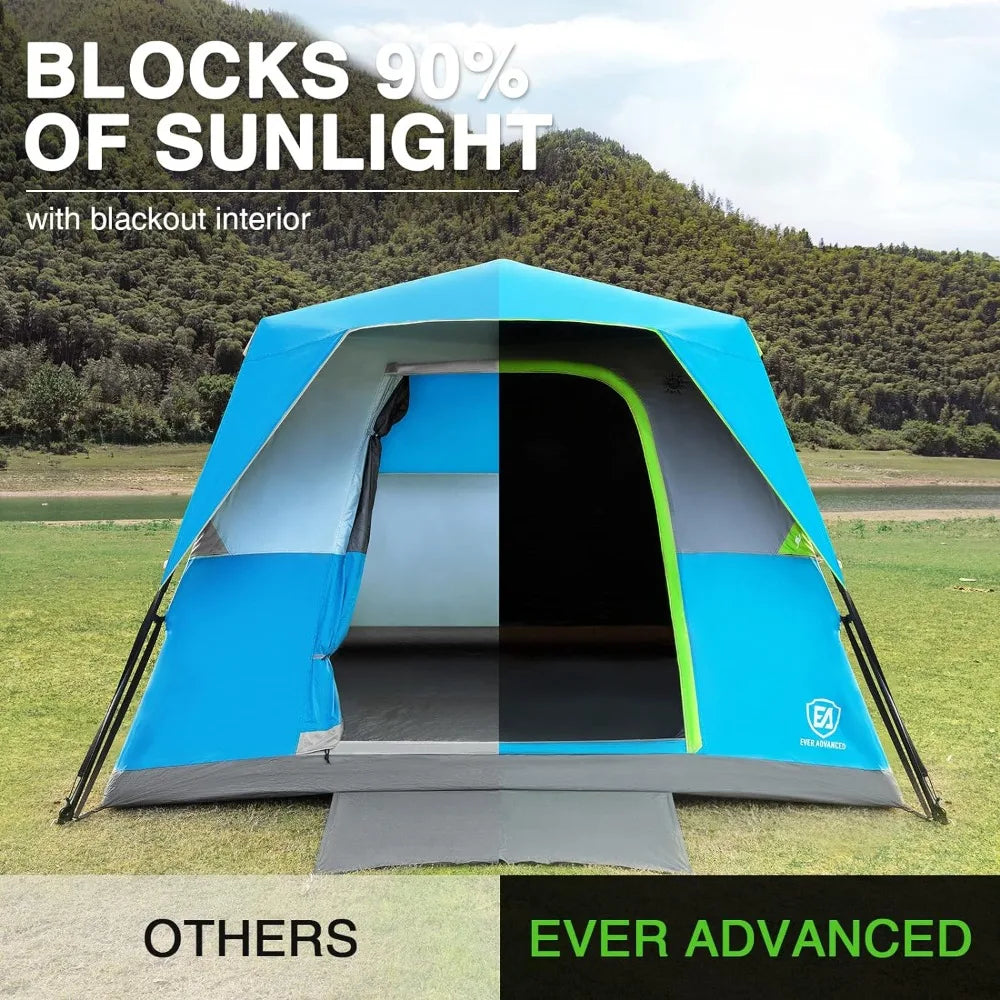 6 Person Blackout Cabin Tents for Family with Rainfly