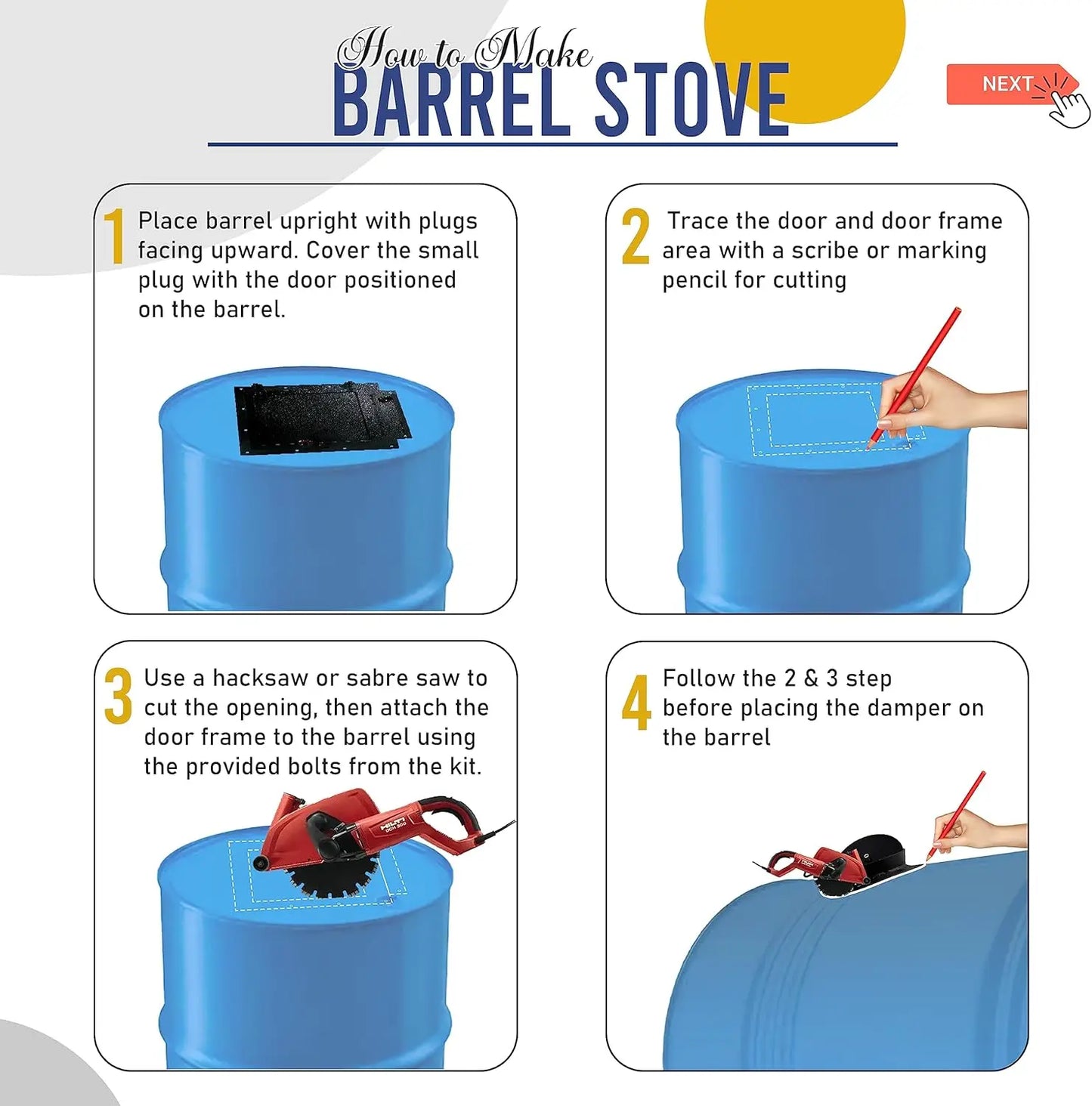 Double Barrel Woodstove Kit – For 30 to 55 Gallon Drums