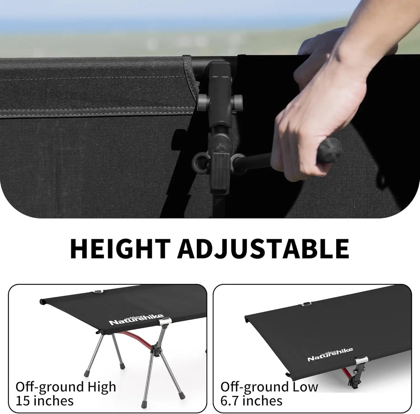 Folding Height Adjustable Ultralight Camping Bed