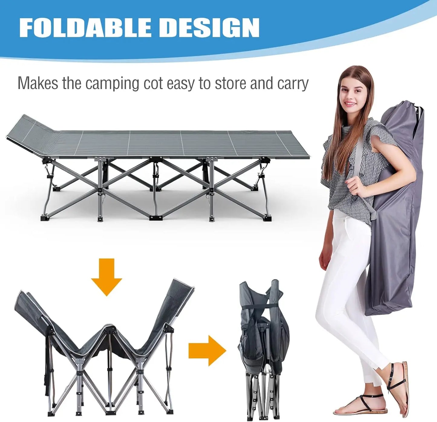 XXL Folding Camping Cot with Mattress