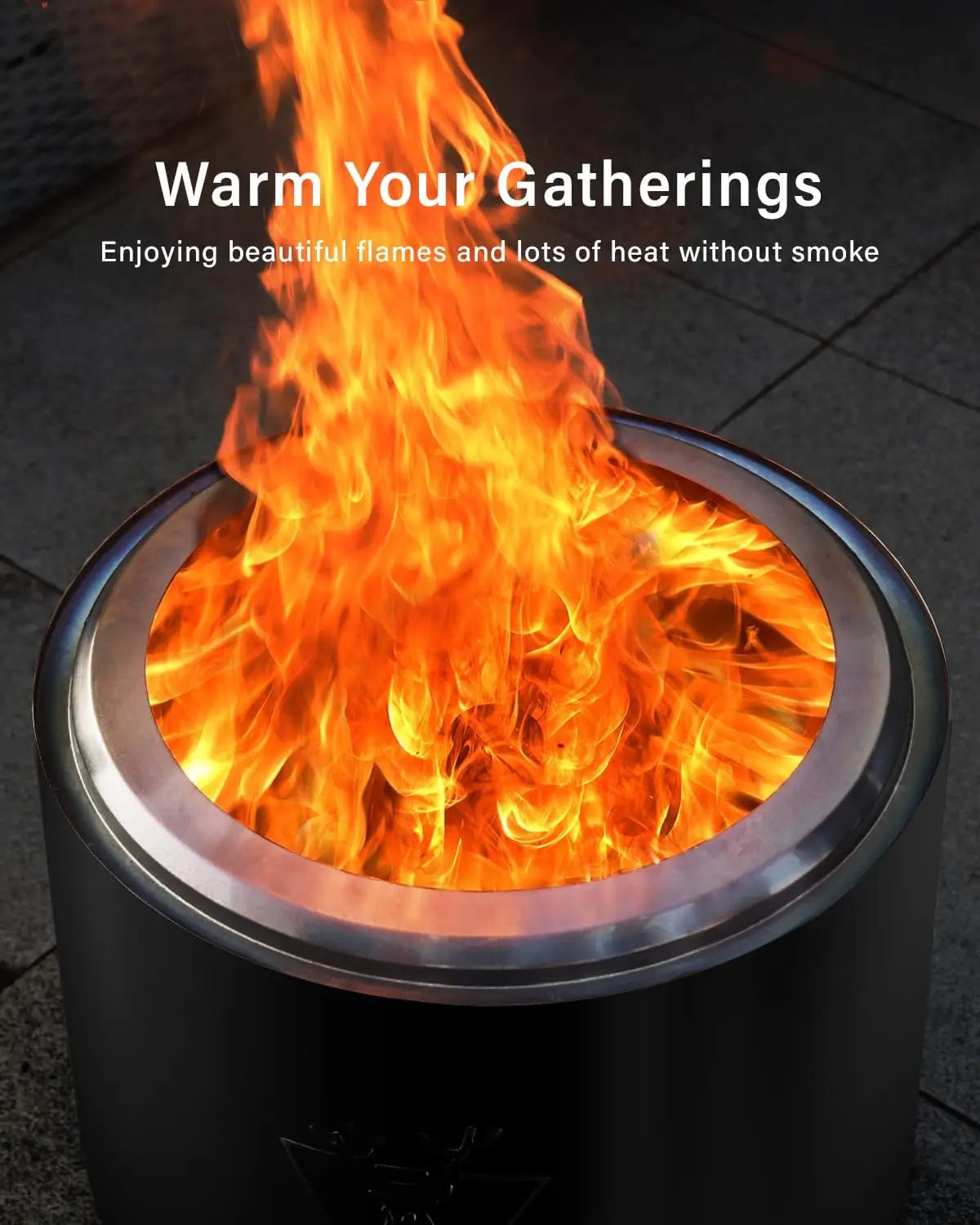 19 inch, Smokeless, Portable, Safe Burning Firepit