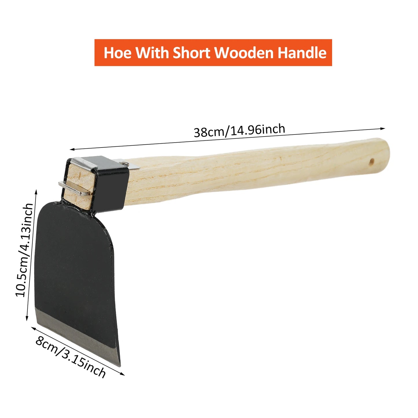 Handheld Hoe & Rake w/Short Wooden Handle