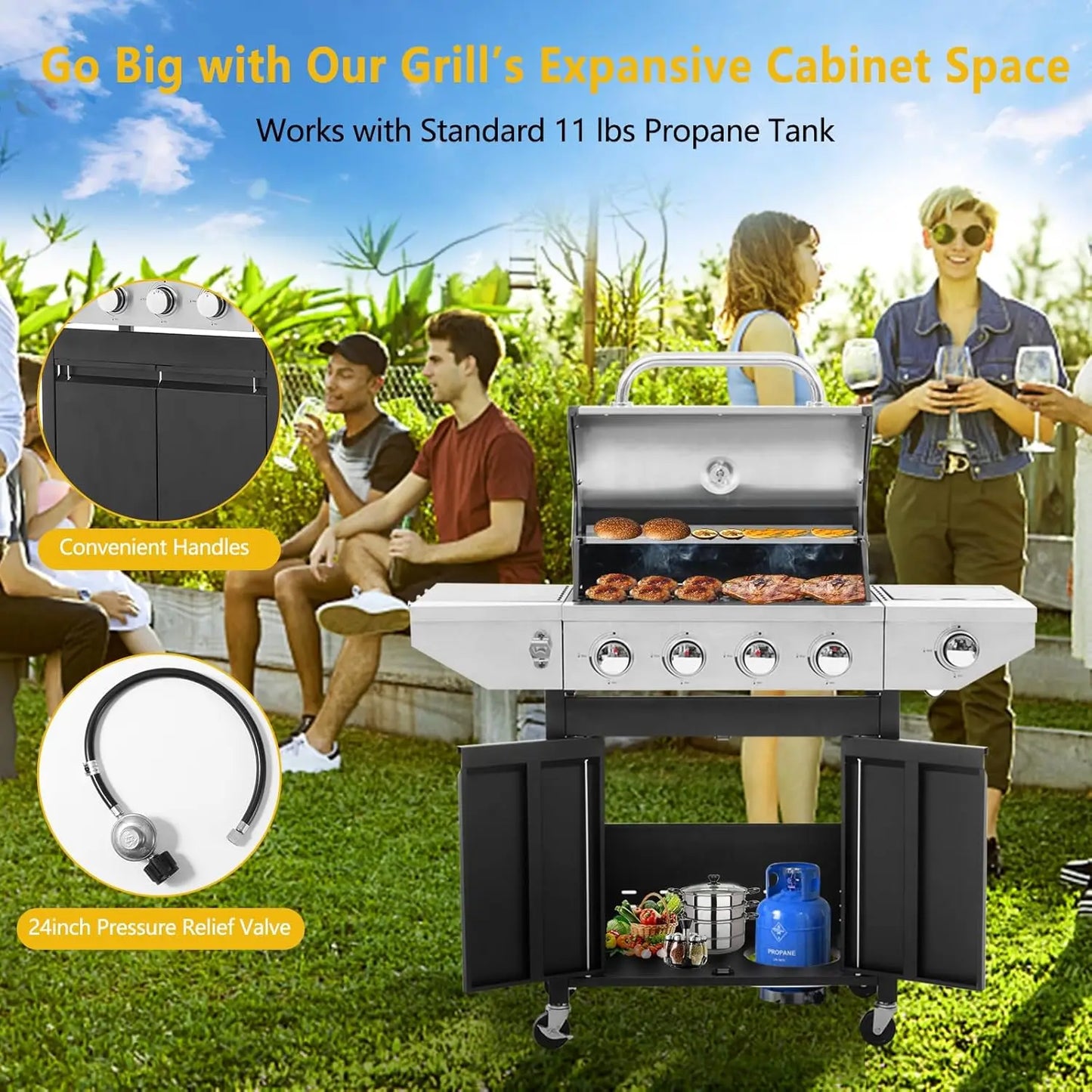 Propane Gas Grill with Side Burner