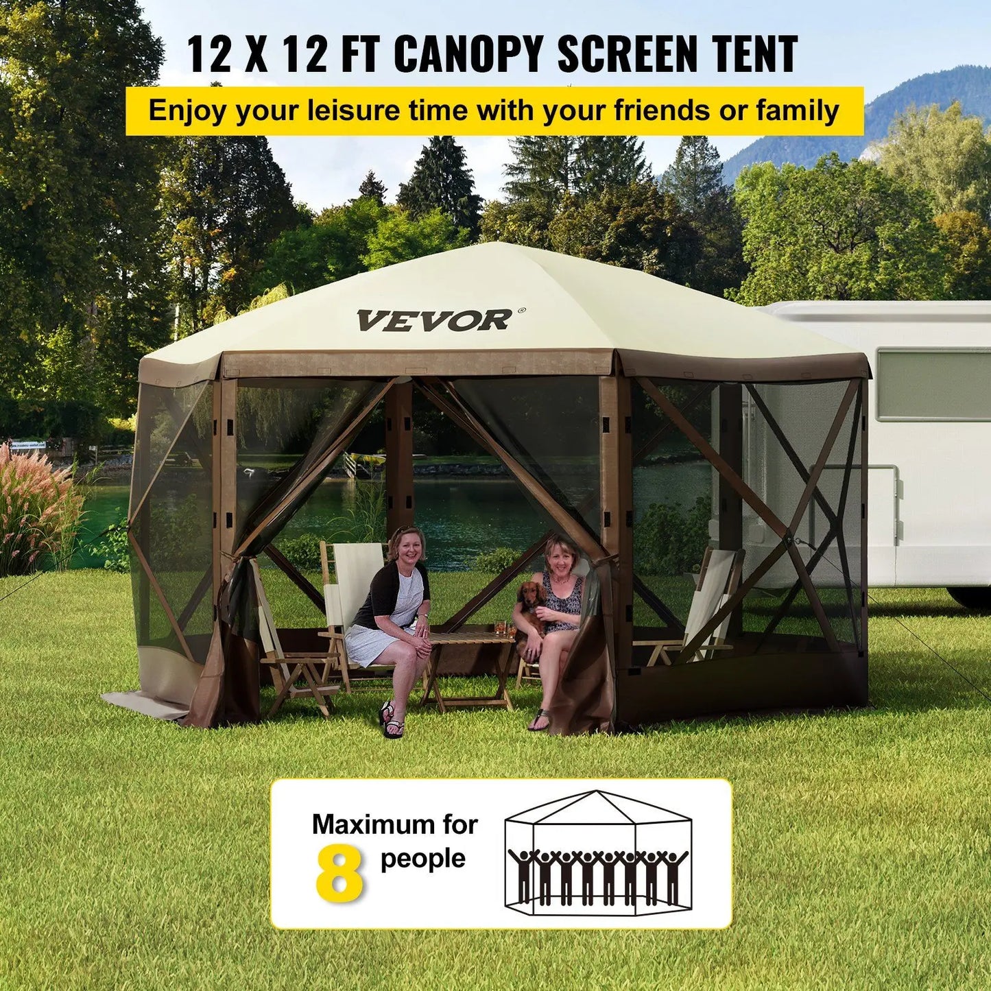 Camping Gazebo Screen Tent; 12*12ft;