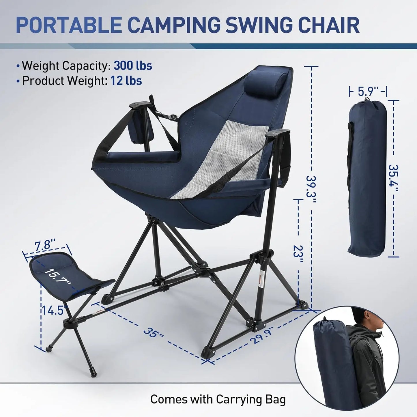 Hammock Camping Chair with Retractable Footrest