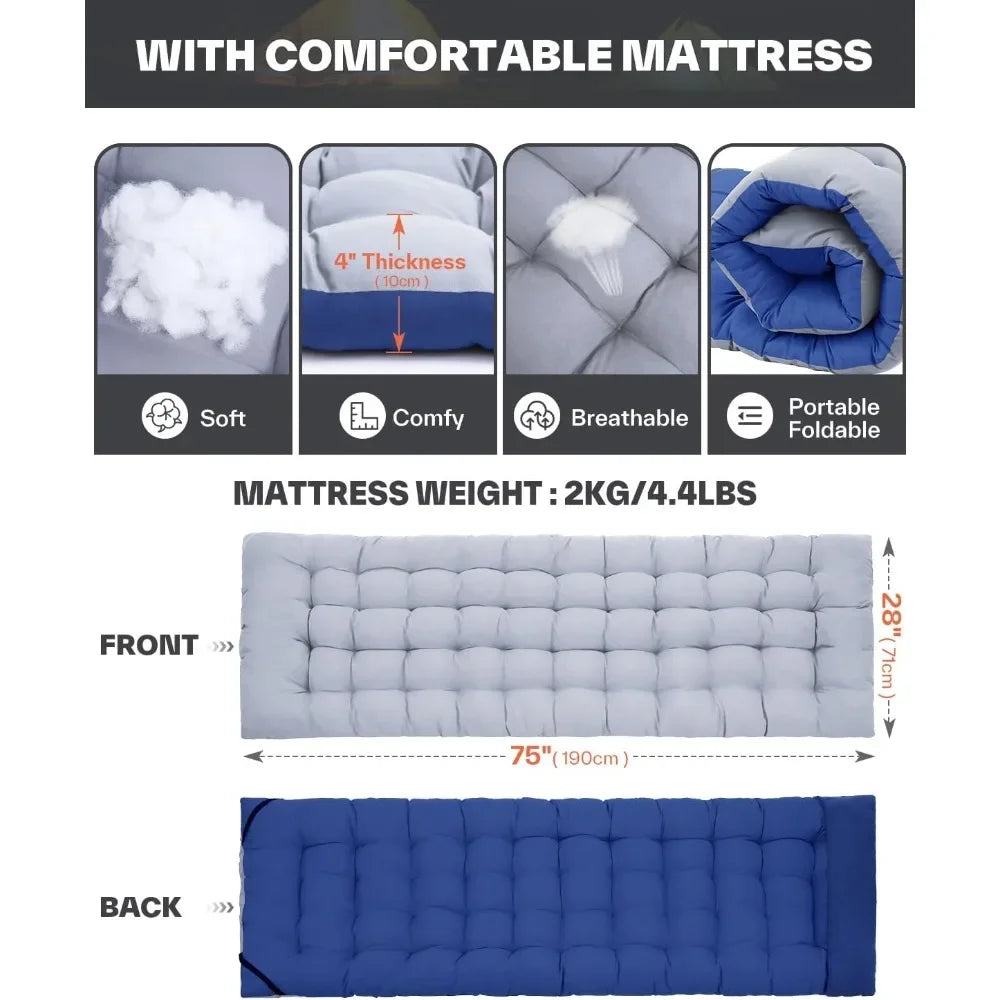 Camping Cots for Adults with Mattress Max Load 450 LBS