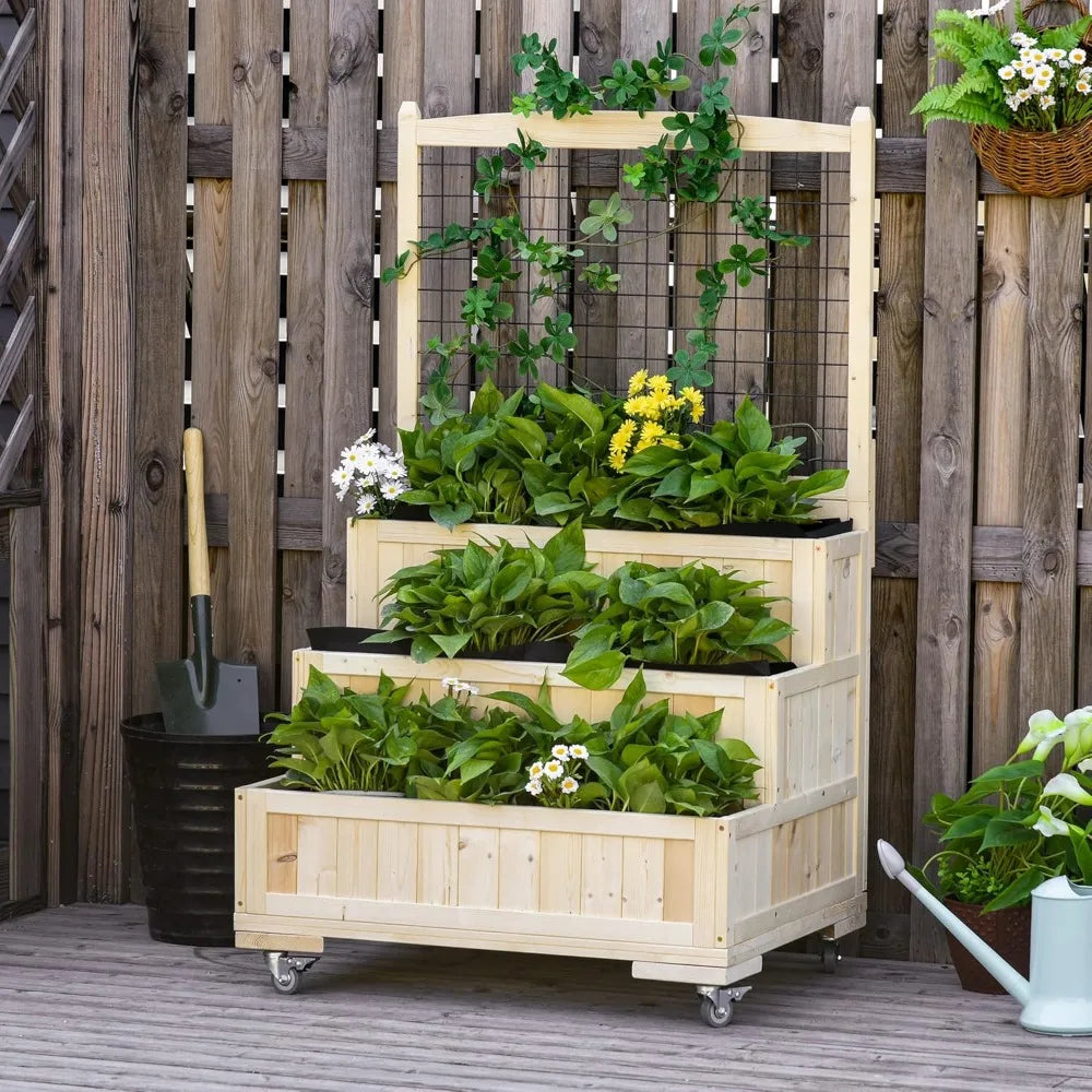 3Tiers Raised Garden Bed with Trellis