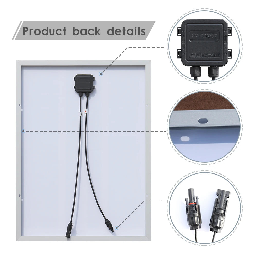 50 Watt Solar Panel Monocrystalline Cell 12 Volt Power Generator