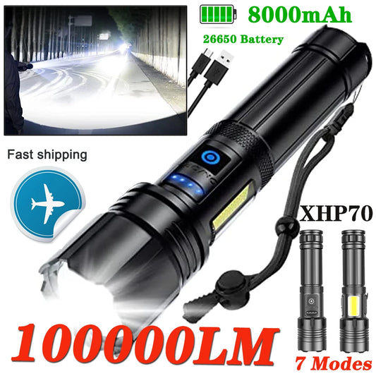 Rechargeable Led Super Bright Flashlight, 7 Modes