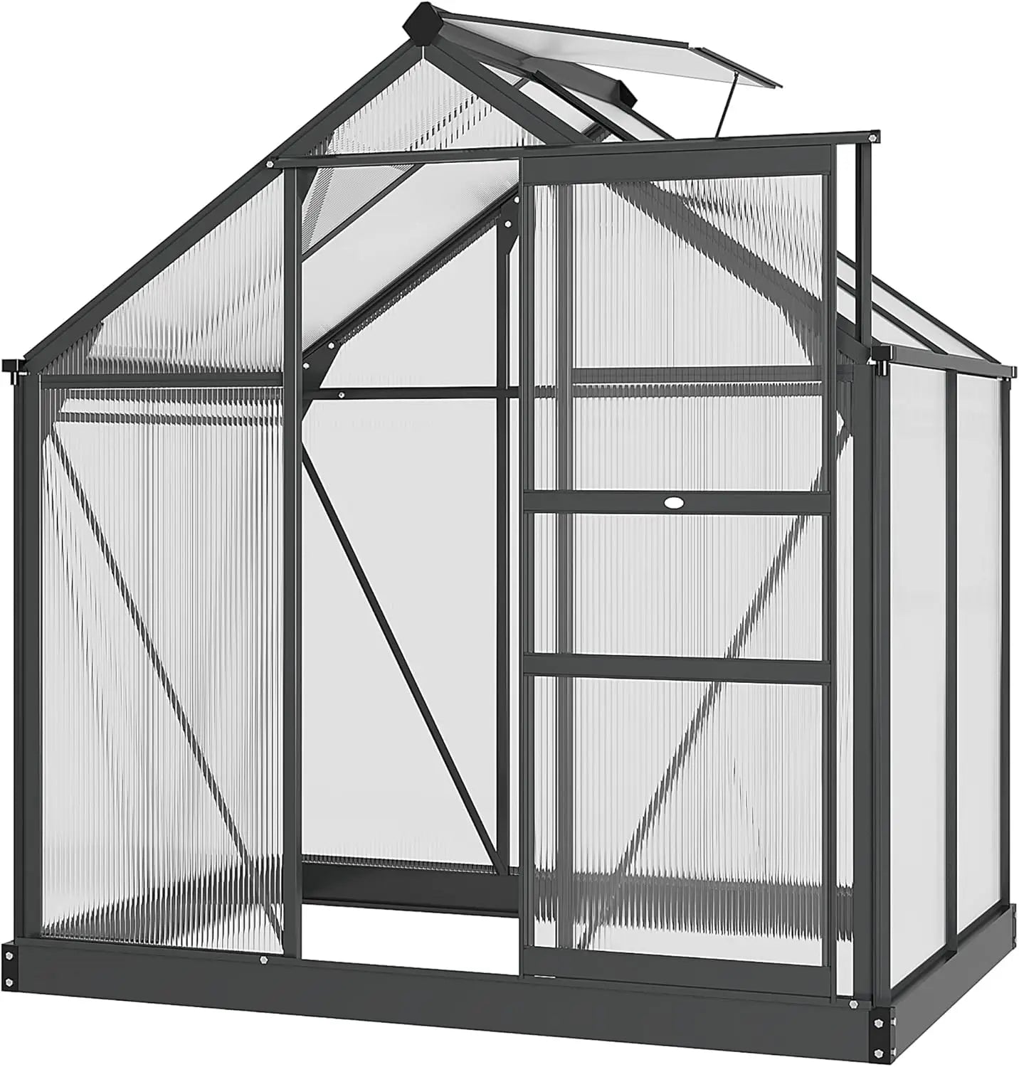 6' x 4'Polycarbonate Greenhouse w/Rain Gutter and Roof Vent