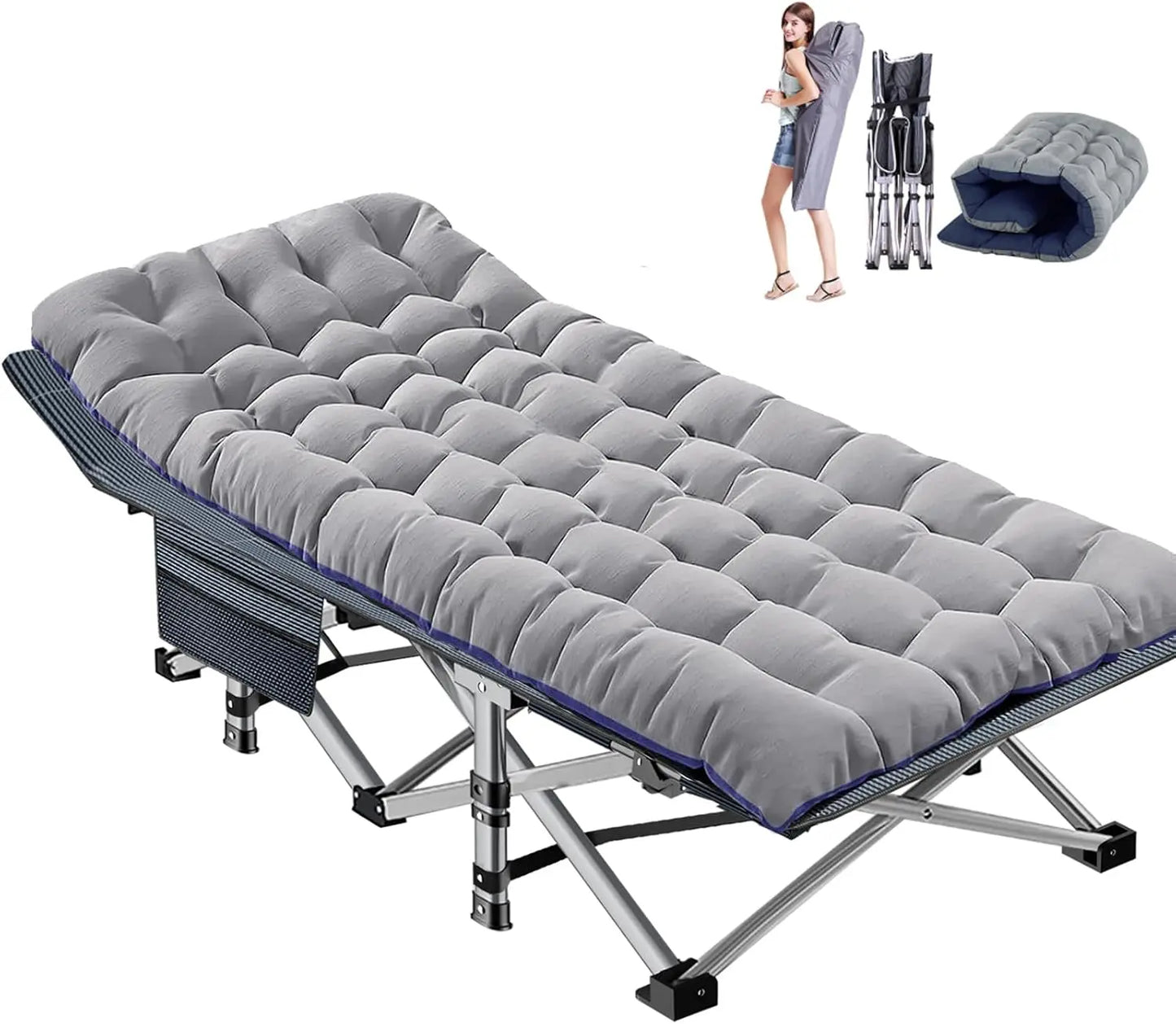 XXL Folding Camping Cot with Mattress