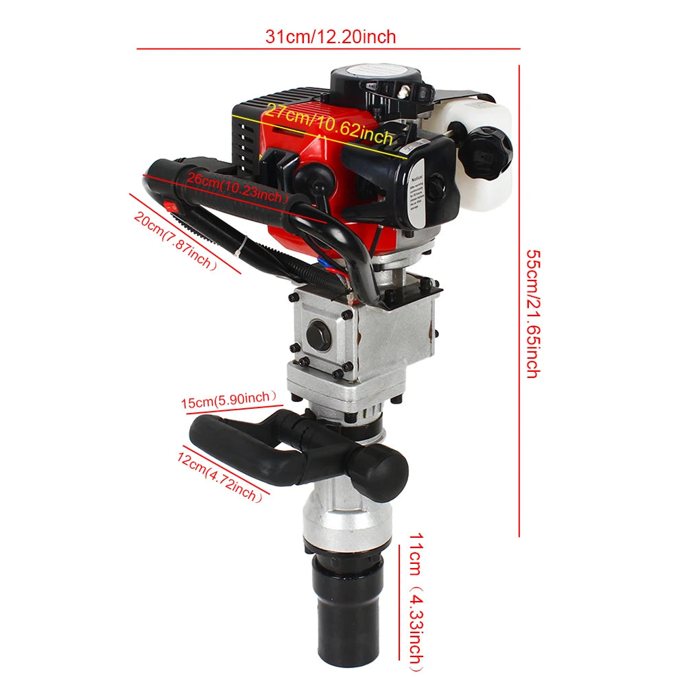 32.7cc Gas-Powered Post Driver, Gasoline Piling 2-Stroke Engine, Single Cylinder Gasoline Petrol Garden Fencing Tool Machine