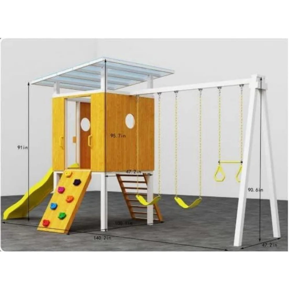 Backyard Wood Playground Playset 2 Belt Swings