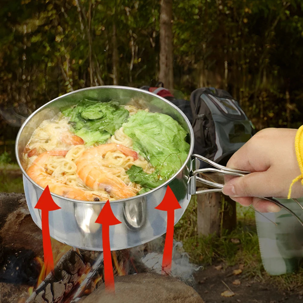 Outdoor Stainless-Steel Camping Cookware Set