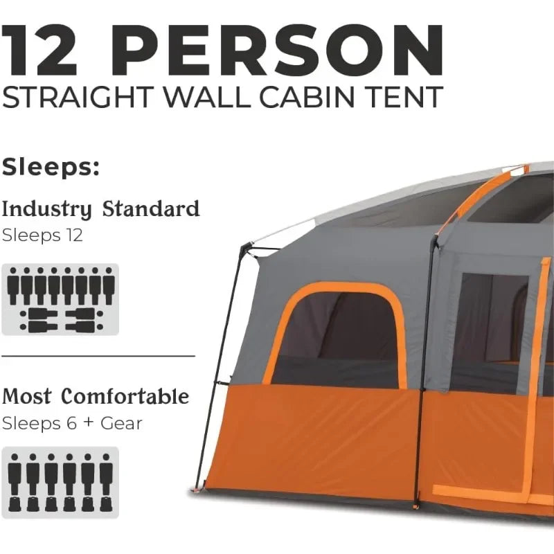 12 Person Multi Room Tent w/Storage Pockets