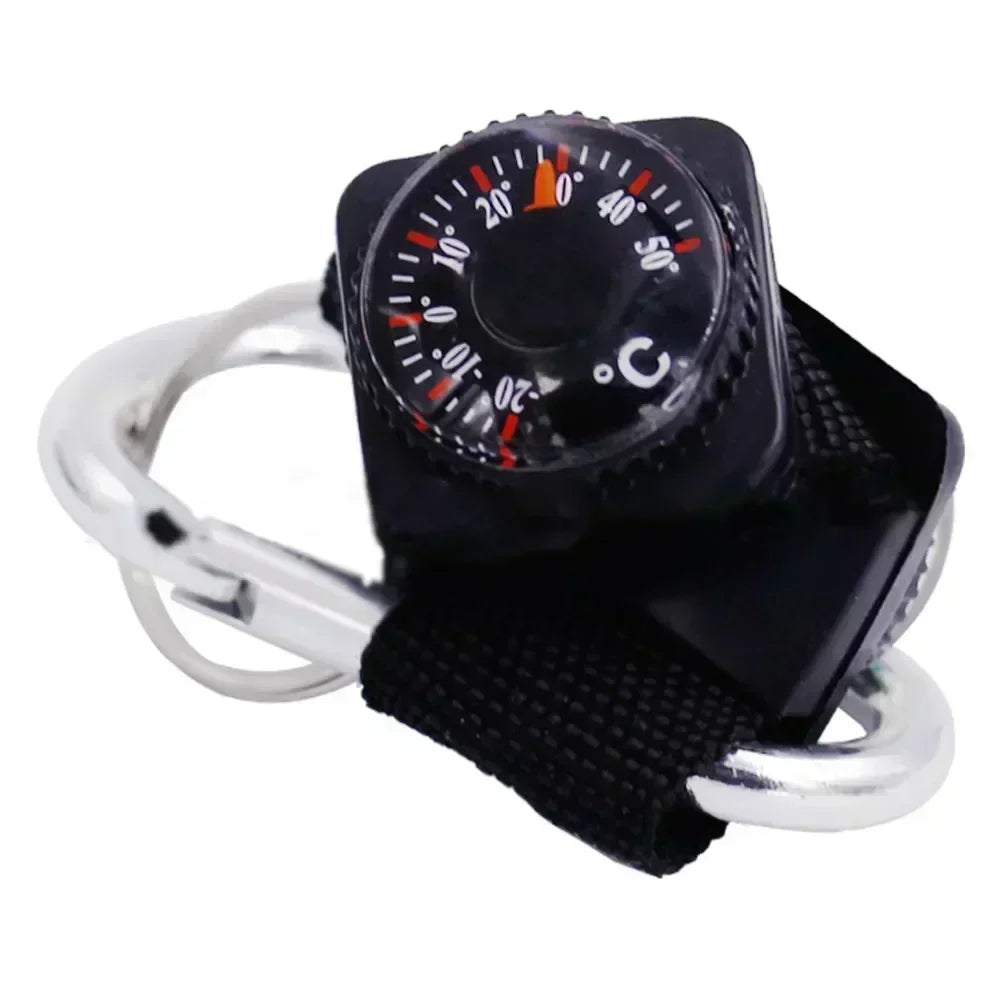 3 In 1 Multi- Compass Thermometer Metal Carabiner Key Chain