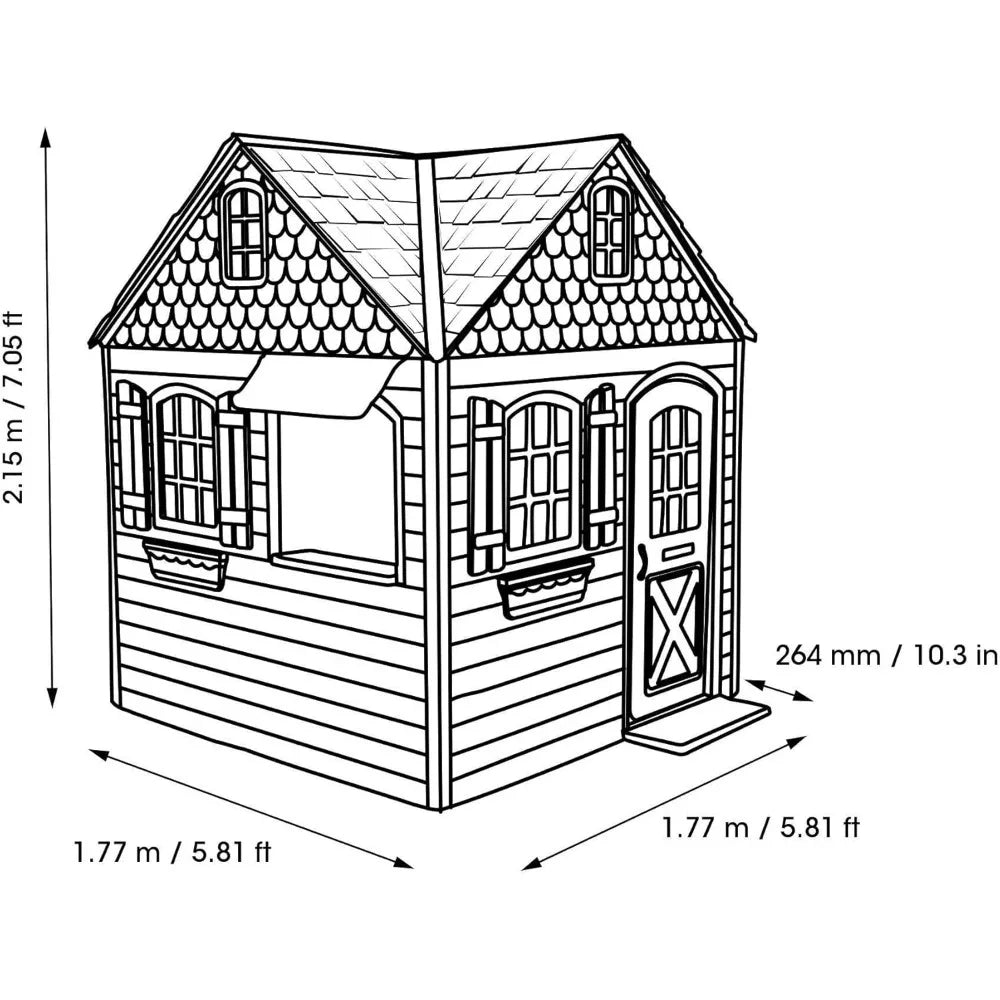 Heavy Duty Plastic Outdoor Playhouse, 6ft X 6ft X 7 Ft Tall