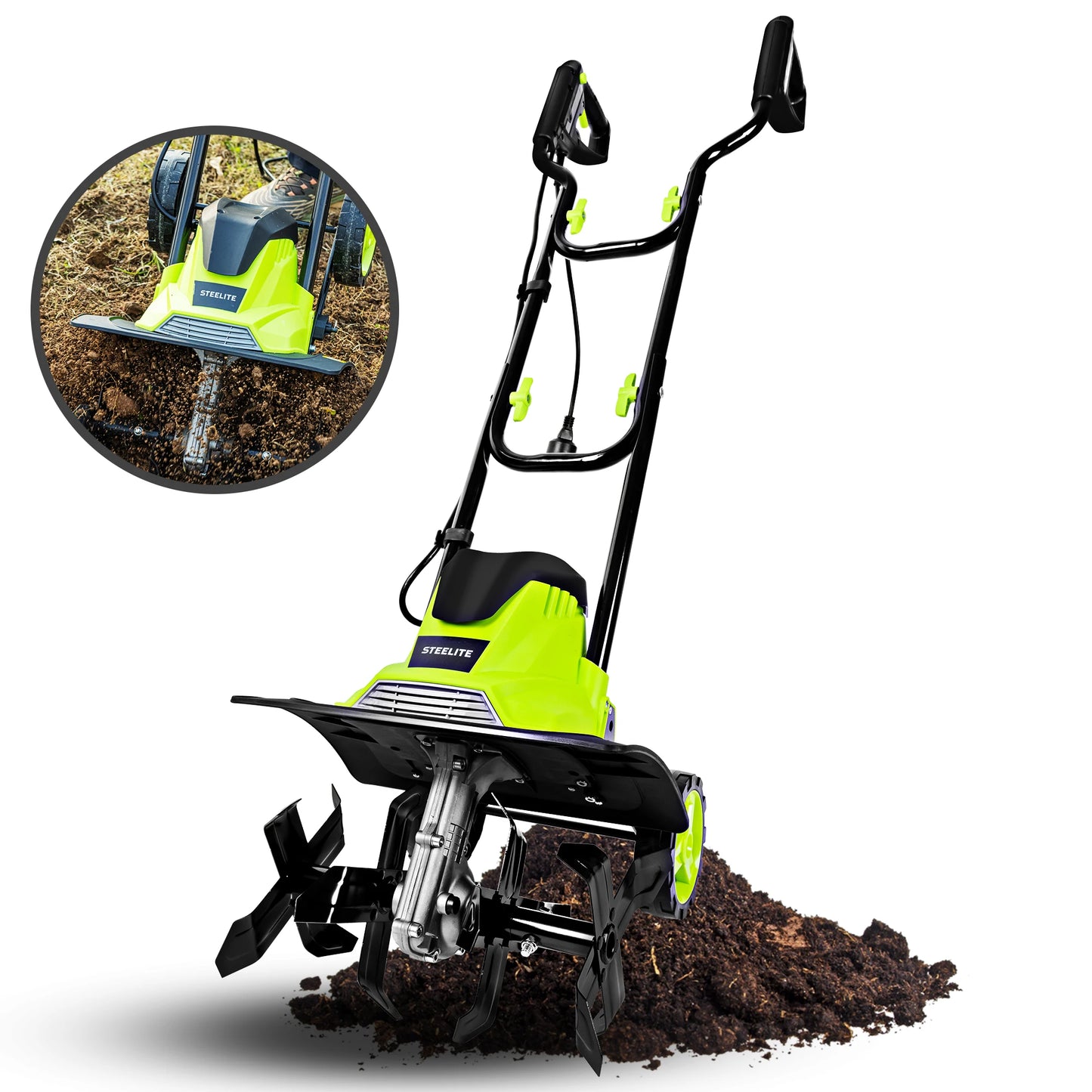 Deli 10A 120V 14-Inch Electric Garden Tiller & Cultivator