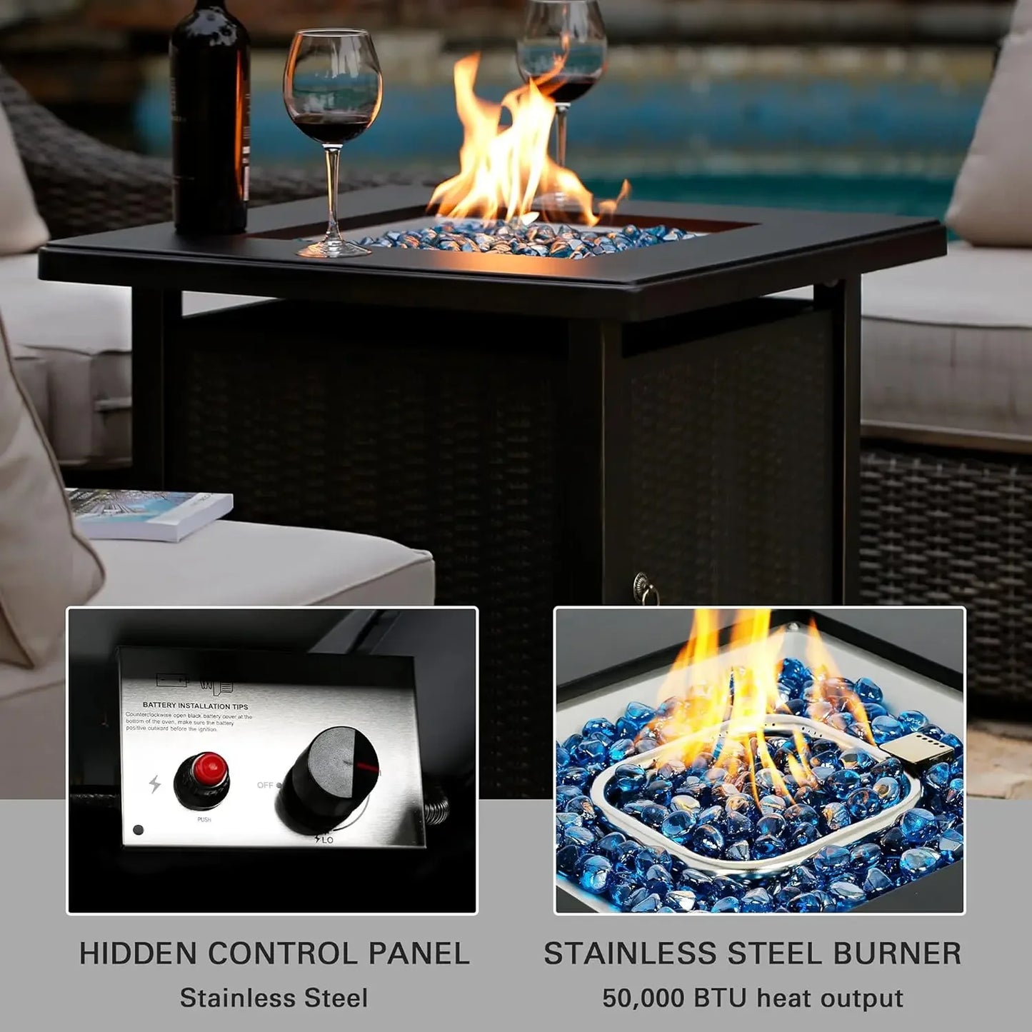 28 Inch Propane Fire Pit Table