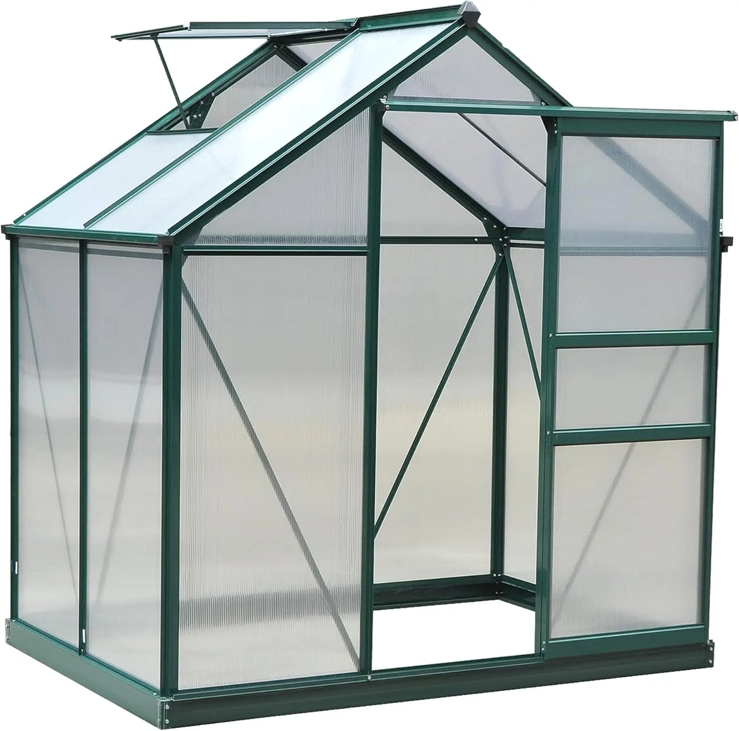 6' x 4'Polycarbonate Greenhouse w/Rain Gutter and Roof Vent