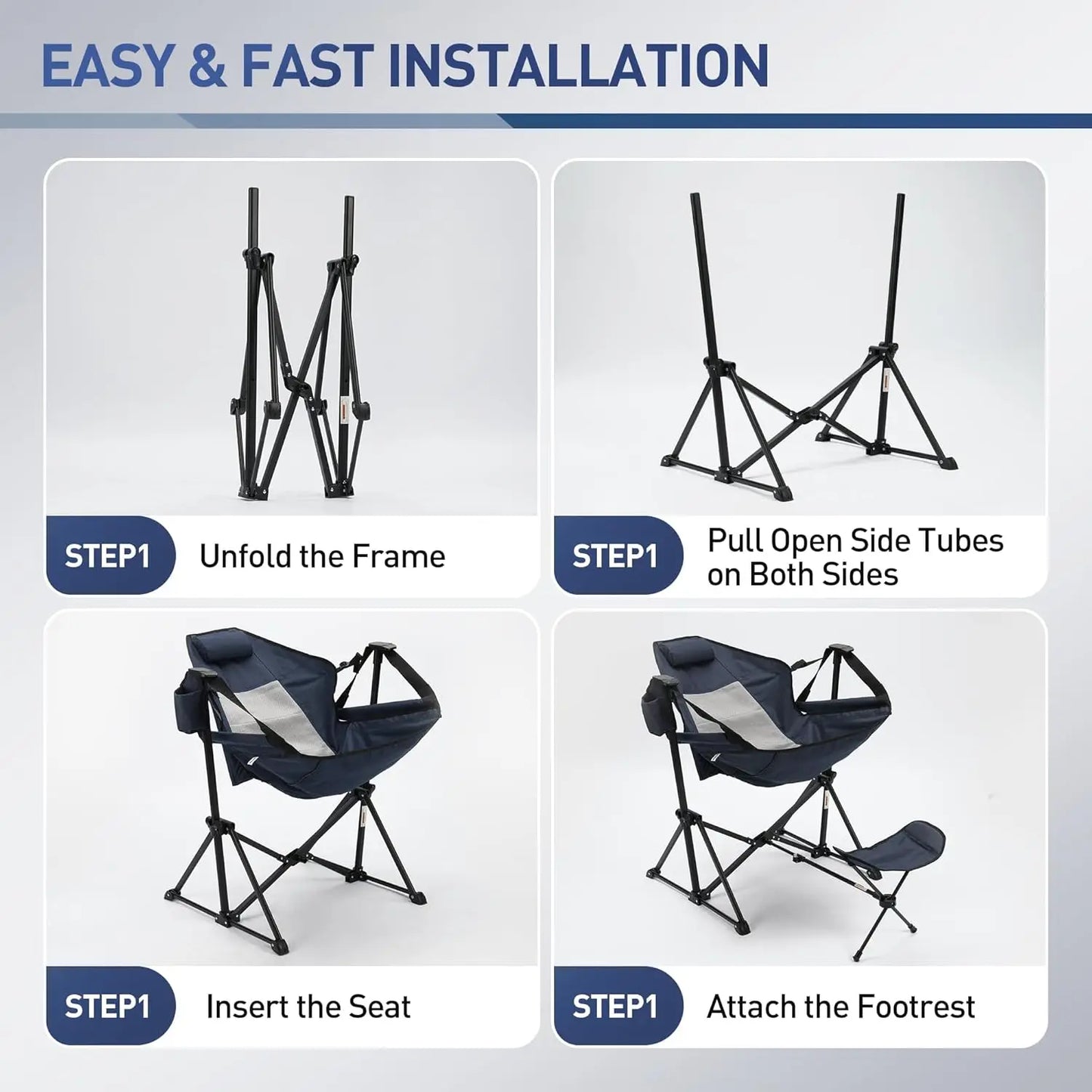 Hammock Camping Chair with Retractable Footrest